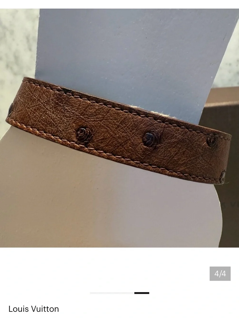 Louis Vuitton Ostrich Leather Dark Brown Bracelet with Stud Details - Picture 4 of 5